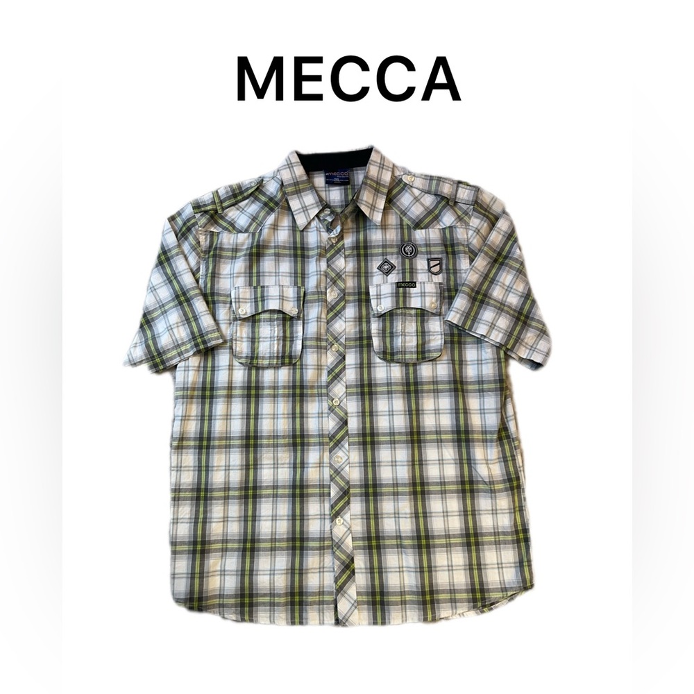 Men’s MECCA Plaid Short Sleeve Button Up 2XL